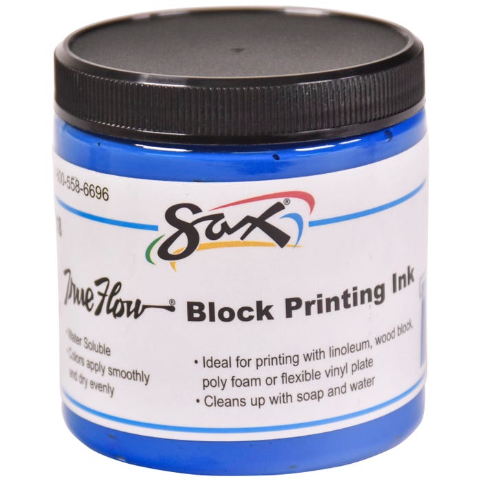 Sax Water Soluble Block Printing Ink, 8 Ounce Jar, Primary Blue
