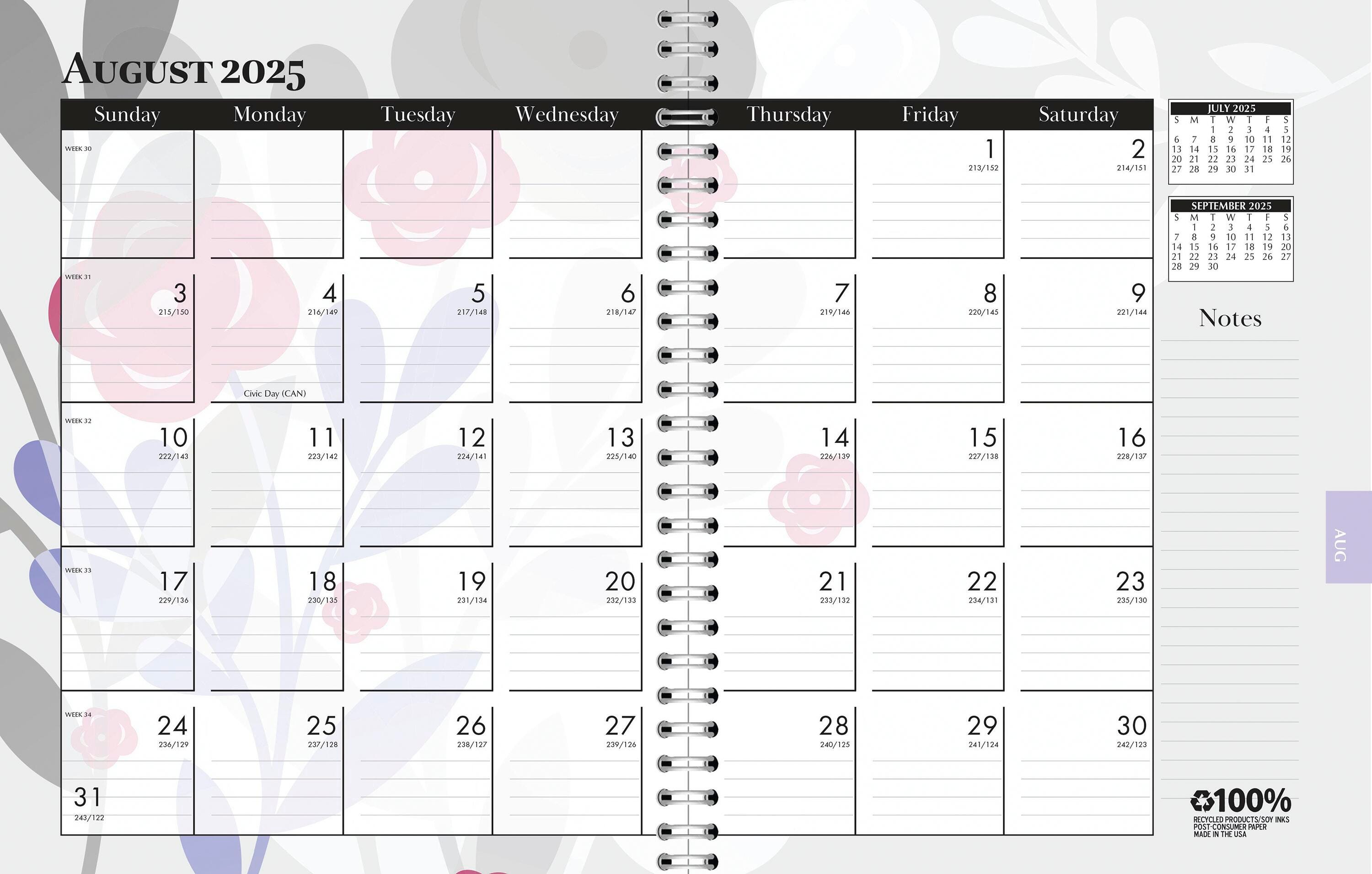 House of Doolittle, Recycled, Monthly/Weekly Academic Planner, Wildflower Graphics, August 2025-July 2026, 7 x 9 Inches 2150964