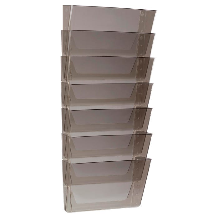Storex Stacking Wall Pocket Set, 13 x 4 x 7 Inches, Smoke, Pack of 7
