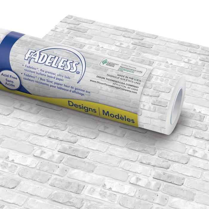 Fadeless Designs Paper Roll, White Brick, 48 Inches x 12 Feet