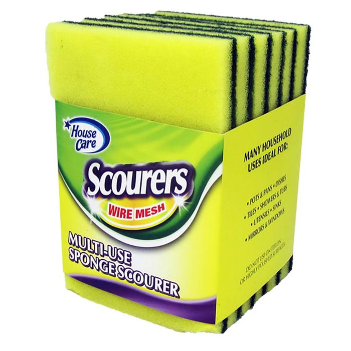 House Care Multi-Use Sponges with Wire Mesh Scourers Pack of 6