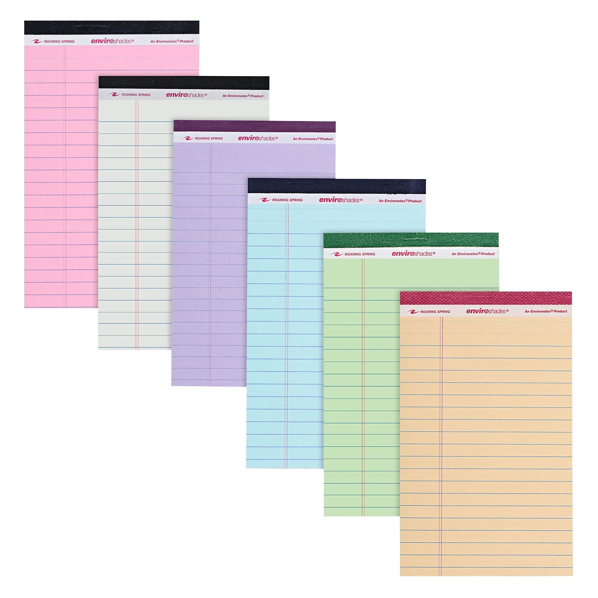 Enviroshades Recycled Legal Pads, 5 x 8 Inches, Assorted Colors, 50 Sheets, Pack of 6 1465249