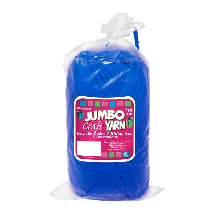 Pepperell Jumbo Roving Craft Yarn, 8 Ounces, 150 Yards, 3-Ply, Royal Blue
