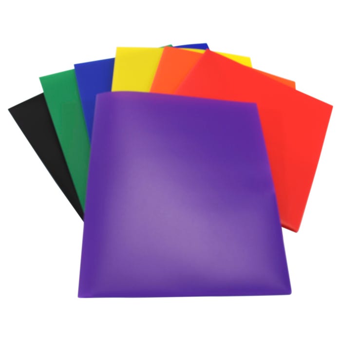 School Smart 2-Pocket Poly Folders, Assorted Colors, Pack of 36