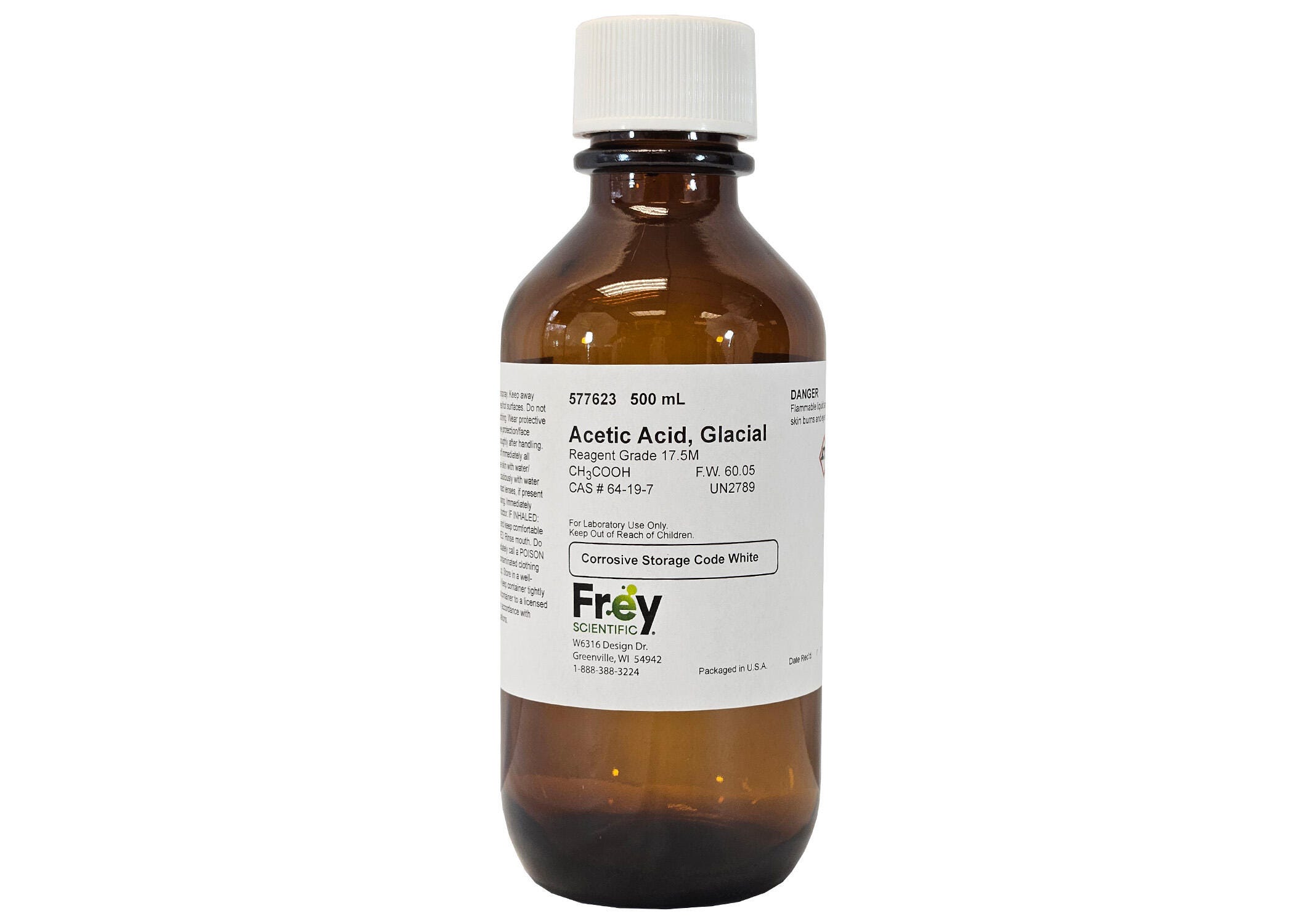 Frey Scientific Acetic Acid, Glacial, 17.5 M, 500 mL, Reagent Grade 577623