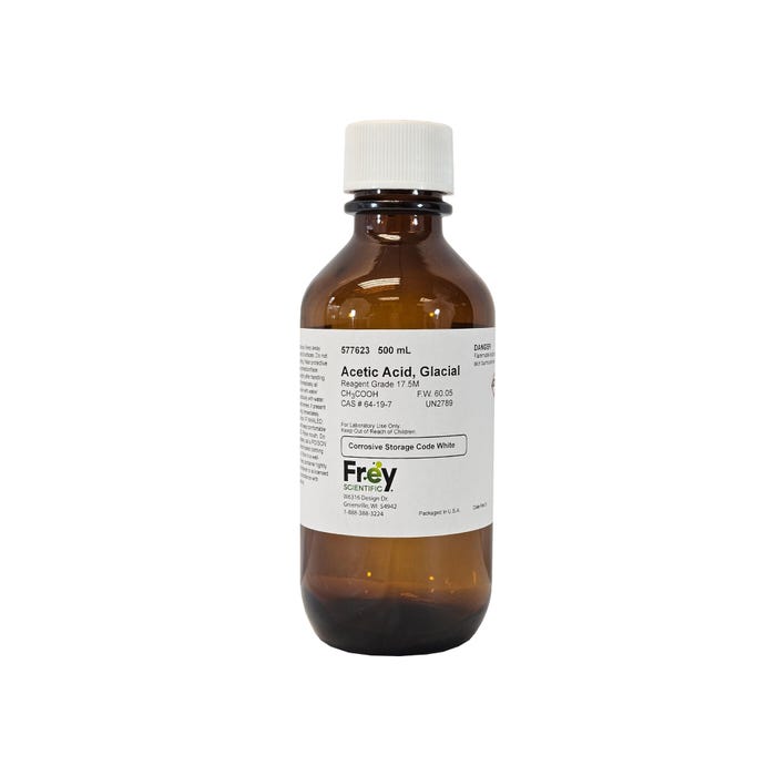 Frey Scientific Acetic Acid, Glacial, 17.5M, Reagent Grade, 500mL