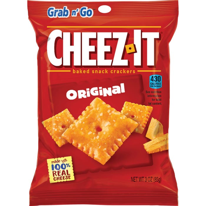 Cheez-It Original Single-Serving Baked Cracker, 3 oz, Pack of 6