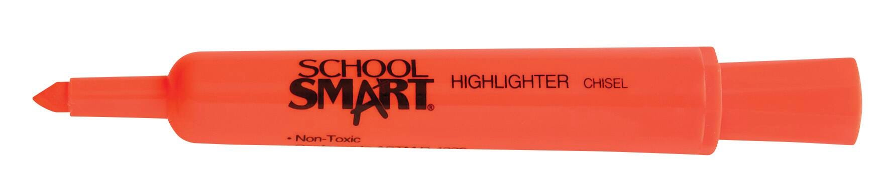 School Smart Tank Style Highlighters, Chisel Tip, Orange, Pack of 12 1354268