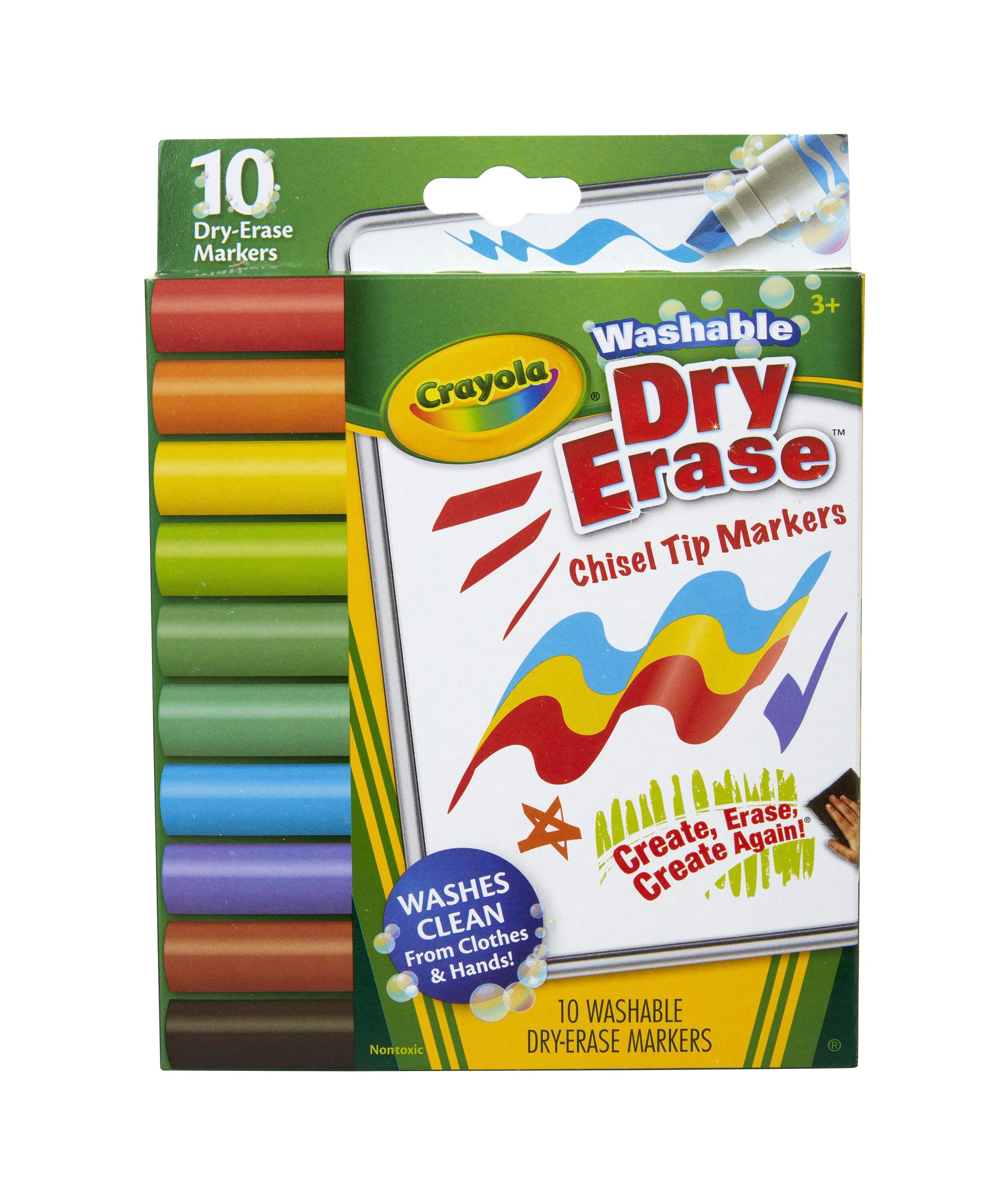 Crayola Dry Erase Washable Markers, Dura-Wedge Tips, Assorted, Set of 10 2131294