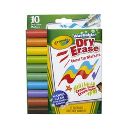 Crayola Dry Erase Washable Markers, Dura-Wedge Tips, Assorted, Set of 10 2131294