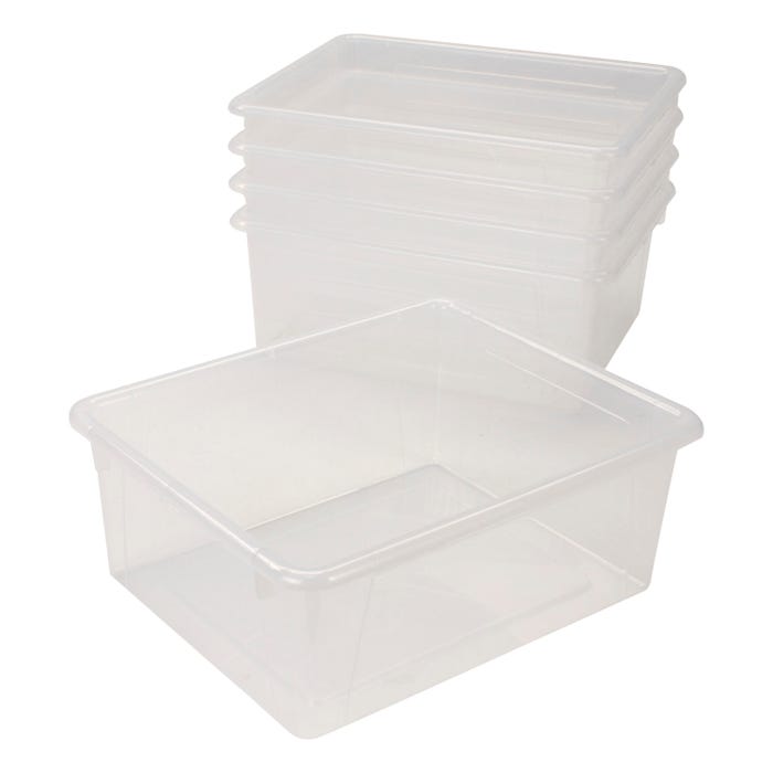 School Smart Deep Storage Bins, 10-3/4 x 13-3/8 x 5-1/4 Inches, Translucent, Pack of 5