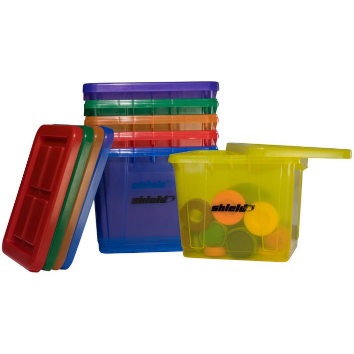 Shield Translucent Storage Bins and Lids, Assorted Colors, Set of 6