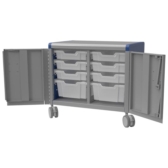 Classroom Select Geode Short Cabinet, Double Wide with 8 Tote Trays