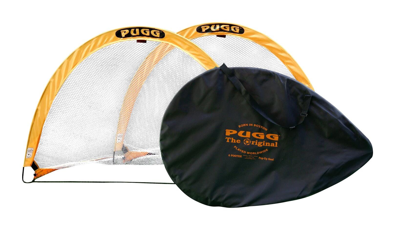 PUGG Pop-Up Portable Goal Net, Yellow, Set of 2