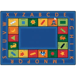 Carpets for Kids Bilingual Circletime Rug, 8 Feet 4 Inches x 11 Feet 8 Inches, Rectangle, Blue, Item Number 1365784