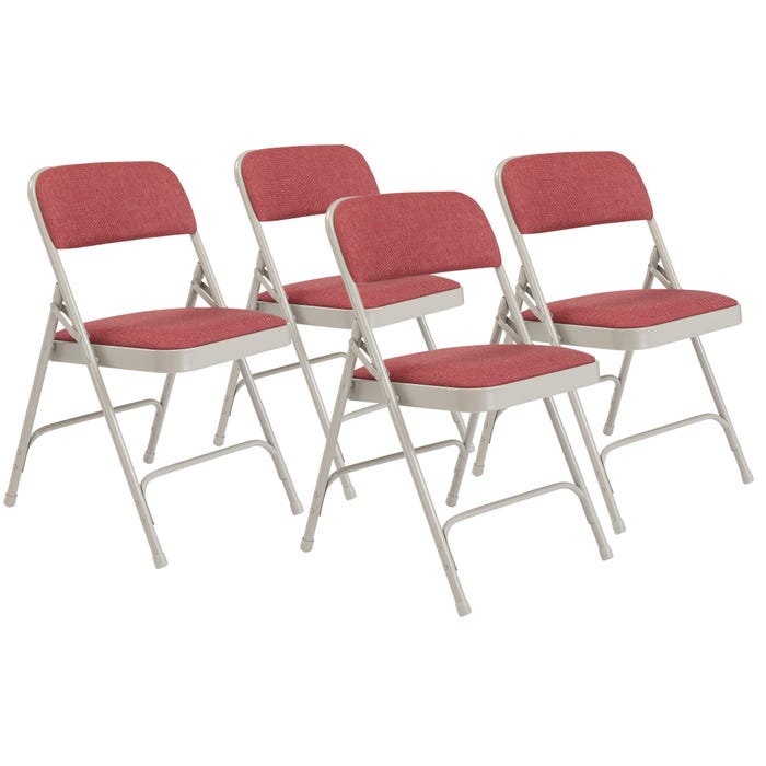 National Public Seating Premium Upholstered Folding Chair, 2200 Series, 17-3/4 Inch Seat Height, Majestic Cabernet Fabric, Gray