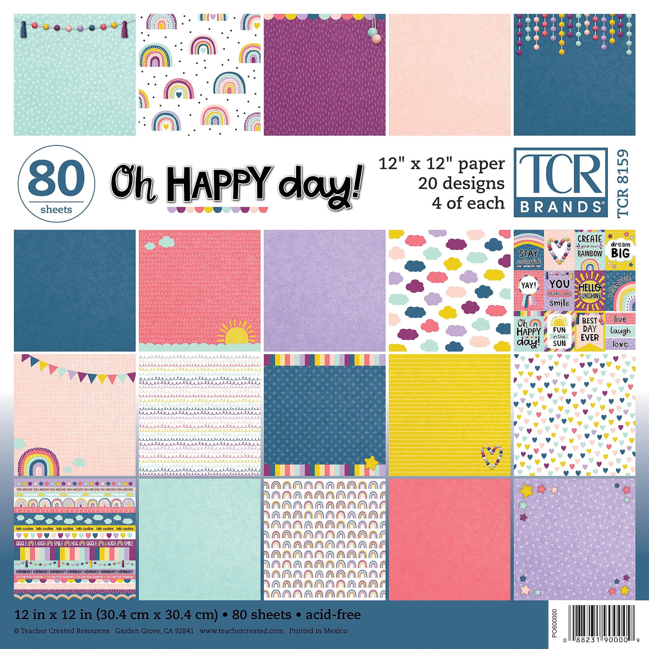 Teacher Created Resources Oh Happy Day Project Paper, 12 x 12 Inches, 80 Sheets, Item Number 2104252