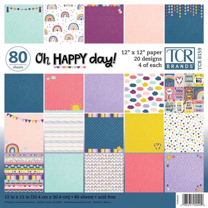 Teacher Created Resources Oh Happy Day Project Paper, 12 x 12 Inches, 80 Sheets