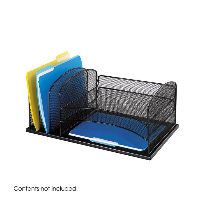 Safco Mesh Desktop Organizer, 6-Compartments, 19-1/2 x 11-1/2 x 8-1/4 Inches, Black
