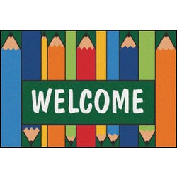 Carpets for Kids KID$Value Colorful Pencils Welcome Rug, 3 Feet x 4 Feet 6 Inches, Rectangle, Multicolored, Item Number 2101453