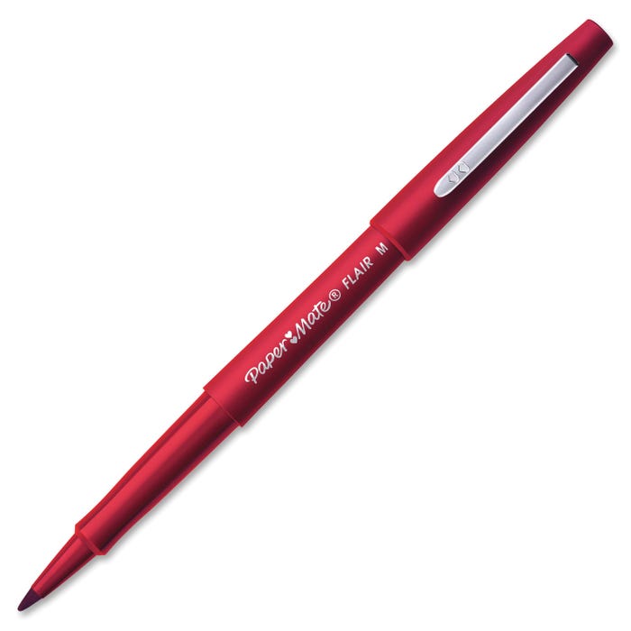 Paper Mate Flair Felt Tip Pens, Medium Point, 0.7 mm, Red, Pack of 36