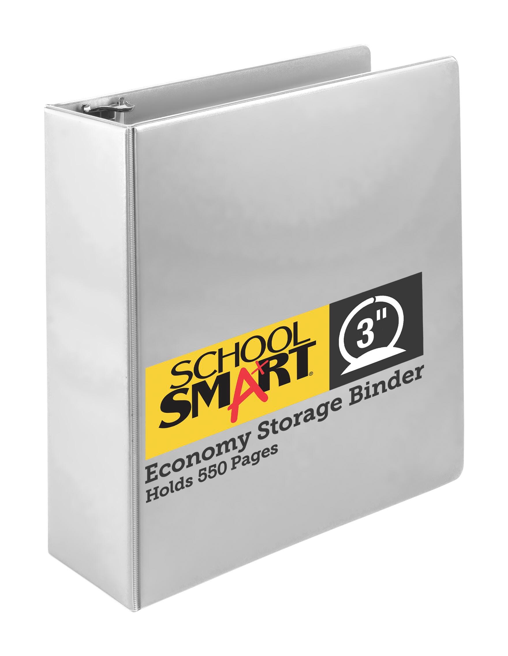 School Smart Round Ring Binder, Polypropylene, 3 Inches, White 086384