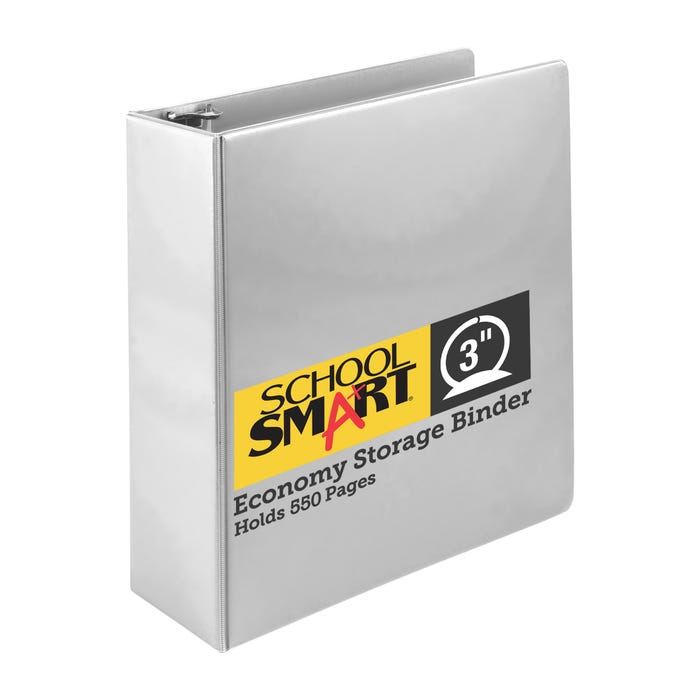 School Smart Round Ring Binder, Polypropylene, 3 Inches, White