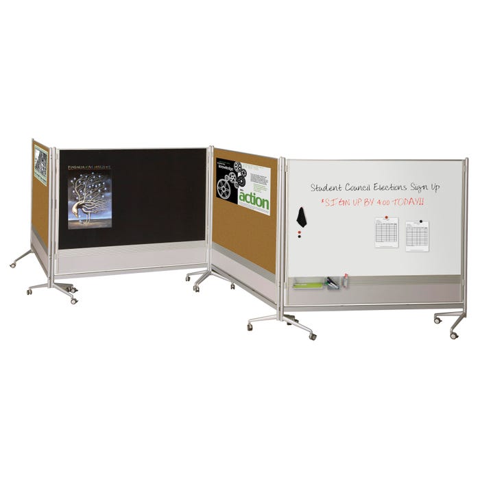 Mooreco Double Sided Portable Doc Partition, 76 X 20 X 73 Inches, Porcelain Steel Markerboard And Laminate