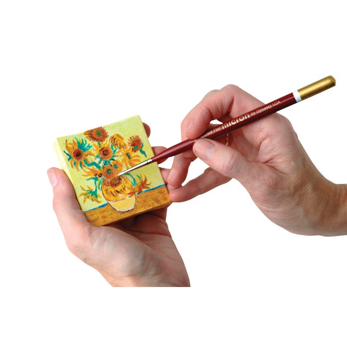 Dynasty Short Lacquered Handle Mini Micron Detail Brush Set, Assorted Size, Set of 5
