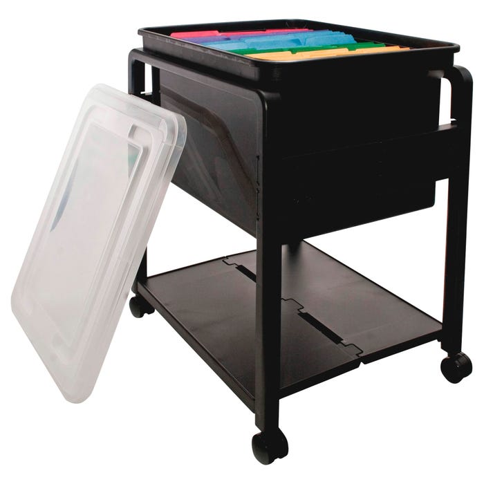 Advantus Folding Mobile Filing Cart, 14-1/2 x 13-1/2 x 18-1/2 Inches, Clear/Black