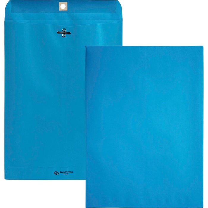 Quality Park Colored Clasp Envelopes, 9 x 12 Inches, Blue, Box of 10