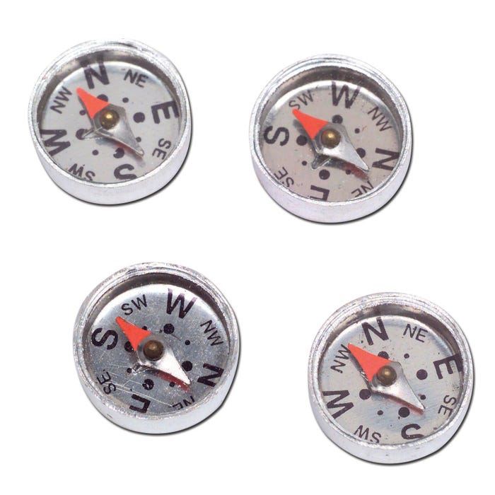 Frey Scientific Magnetic Field Detection Compasses, 5/8 inch Diameter, Set of 4