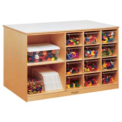 Childcraft Mobile Double-Sided Storage Unit, 12 Clear Trays, 47-3/4 x 23-3/4 x 30 Inches, Item Number 296222