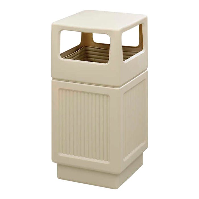 Safco Recessed Panel Series Side Opening, 38 Gallon Capacity, 13 x 6 Inch Opening, Tan