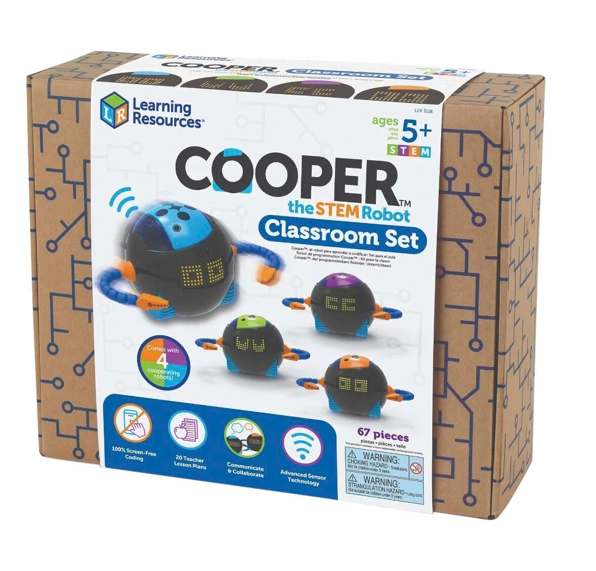 Learning Resources Cooper The STEM Robot Classroom Pack, Set of 4 Robots 2213070