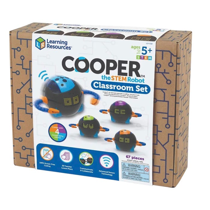 Learning Resources Cooper The STEM Robot Classroom Pack, Set of 4 Robots