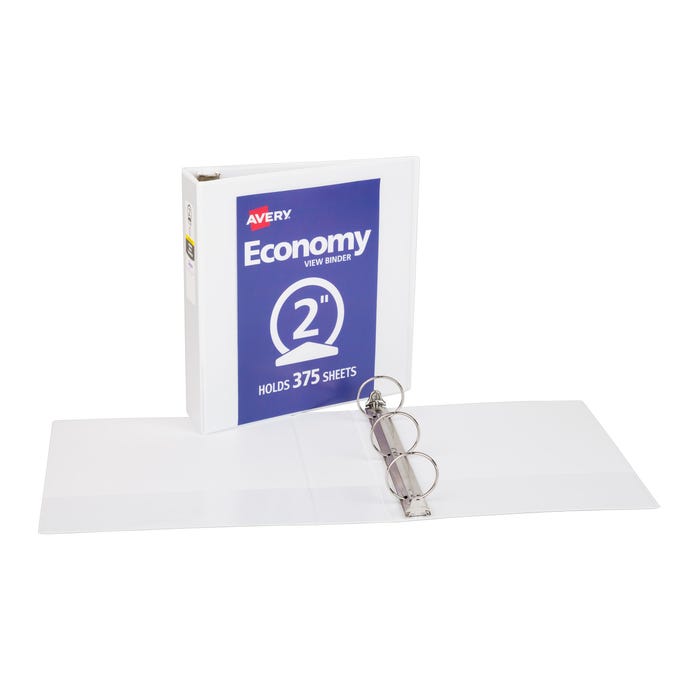 Avery Economy Round Ring View Binder, 2 Inch, White