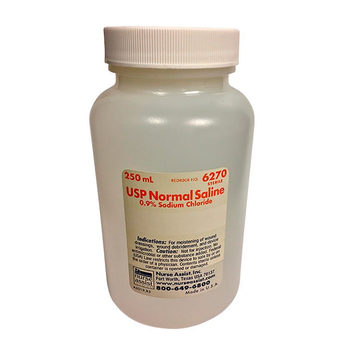 Saline 0.9%, Sterile, 250 mL