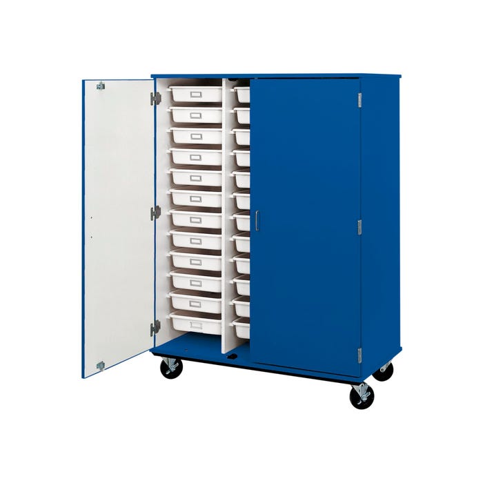 Stevens I.D. Systems Mobile Tray Cabinet with Doors and Lock, 36 Trays, 48 x 24 x 67 Inches