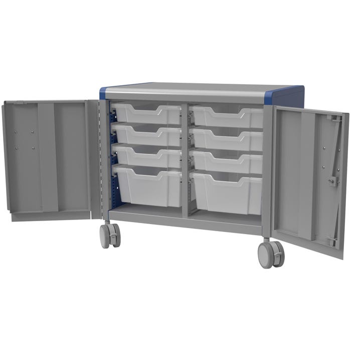 Classroom Select Geode Short Cabinet, Double Wide with 8 Tote Trays