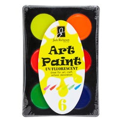 Jack Richeson Non-Toxic Ultra-Violet Fluorescent Watercolor Paint, 6 Color Set, Item Number 2041418