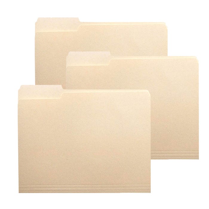 School Smart Manila File Folders, Legal Size, 1/5 Cut Tabs, Pack of 100