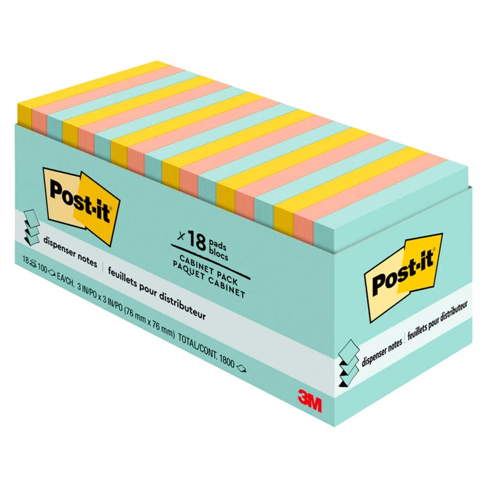 Post-it Notes Cabinet Pack, Eighteen 3 x 3 Pads, Beachside Cafe Colors