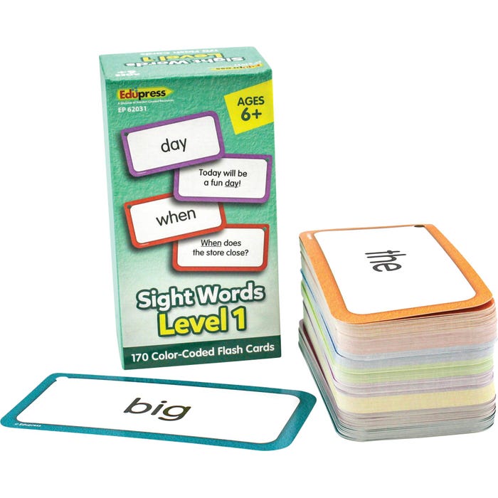 Edupress Double-Sided Sight Words Flash Cards, Level 1, Set of 170