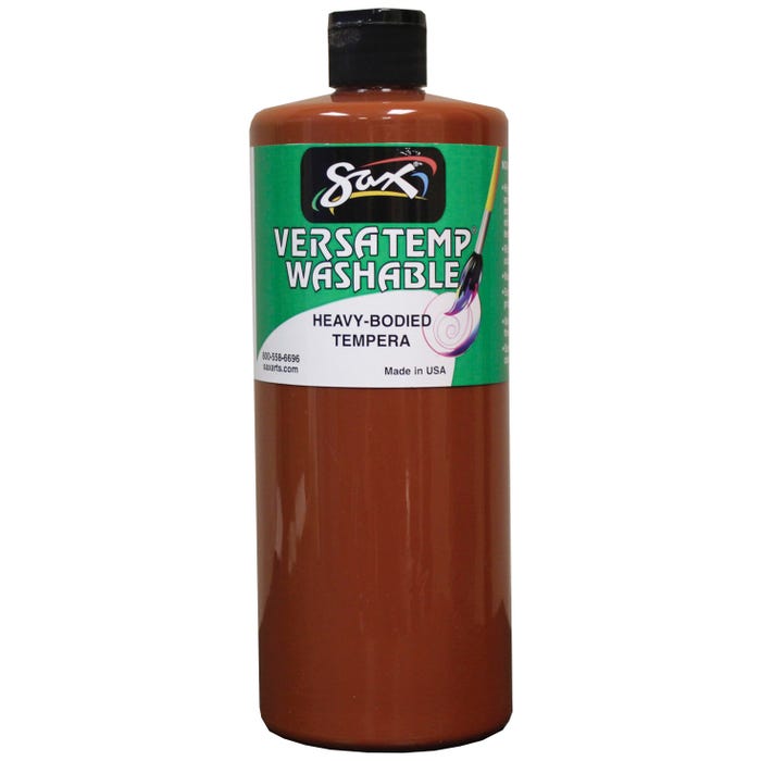 Sax Versatemp Washable Heavy-Bodied Tempera Paint, 1 Quart, Brown