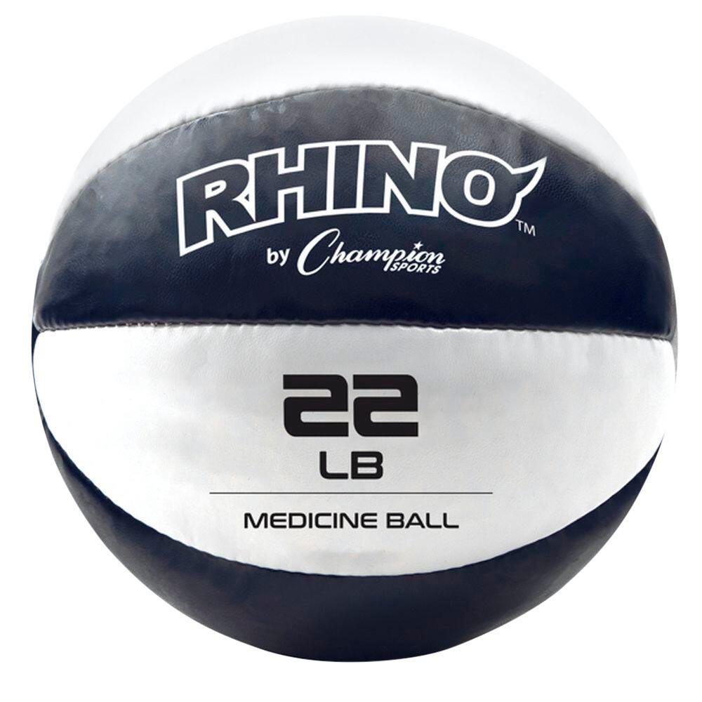 Champion Sports Rhino Leather Medicine Ball, 22 Pounds, Black/White, Item Number 2096709