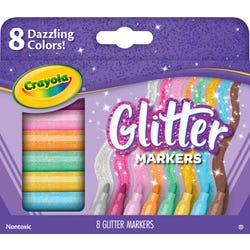 Image for Crayola Glitter Markers, Assorted Colors, Set of 8 from School Specialty