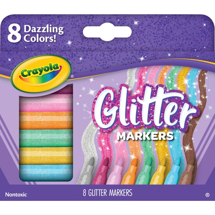 Crayola Glitter Markers, Assorted Colors, Set of 8