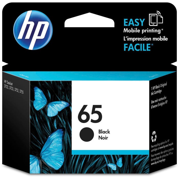 HP 65 Ink Cartridge, N9K02AN, Black