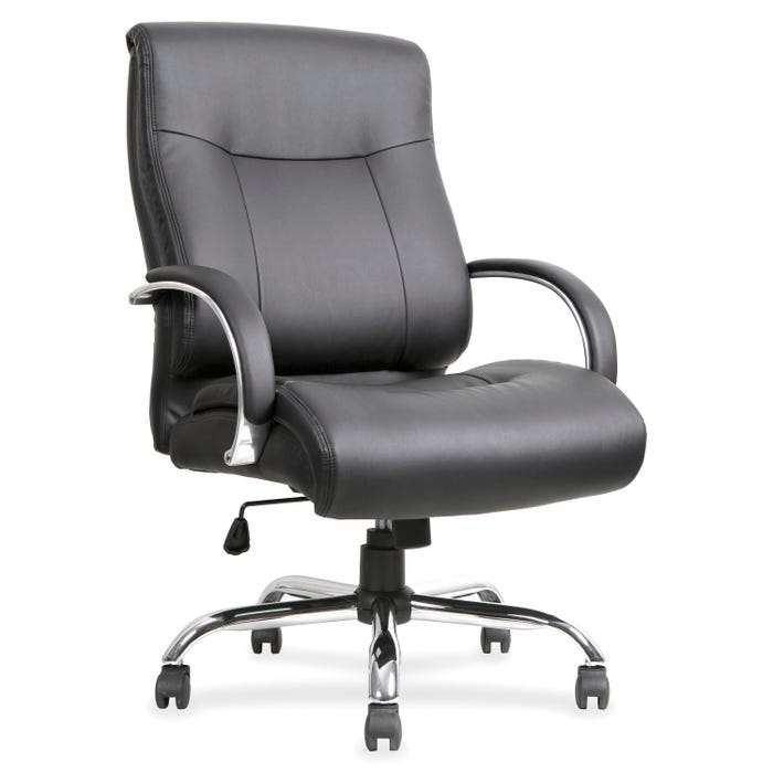 Lorell Leather Deluxe Big/Tall Chair, 450 lb Capacity, 22-7/8 x 30-1/4 x 46-7/8 in, Black